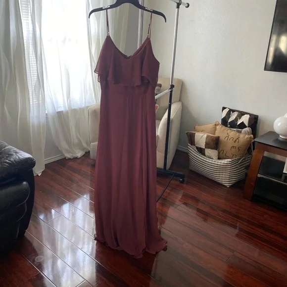 Birdy Grey Maxi Dress Large English red rose, Formal Bridesmaid Gown Pockets - Picture 4 of 8